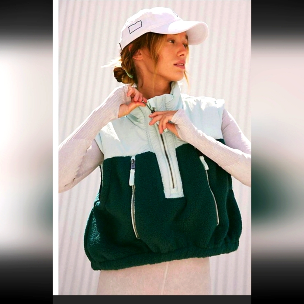 Journey Ahead Faux Shearling & Nylon Vest  medium